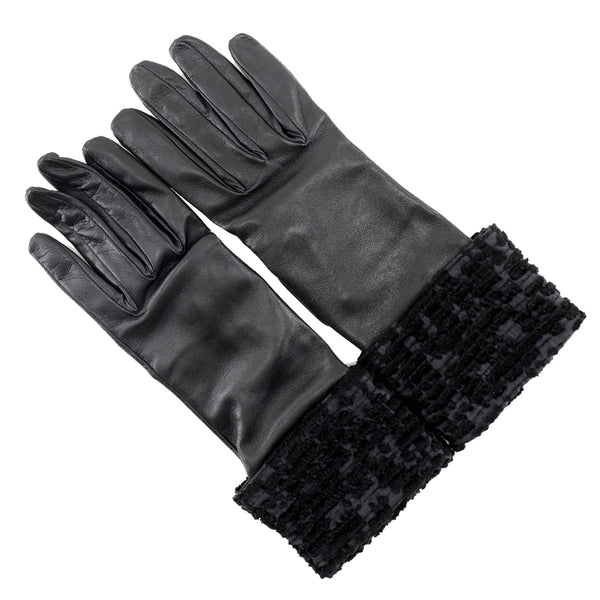 HERMES gloves Glove Lambskin, Satin black Women Used Authentic
