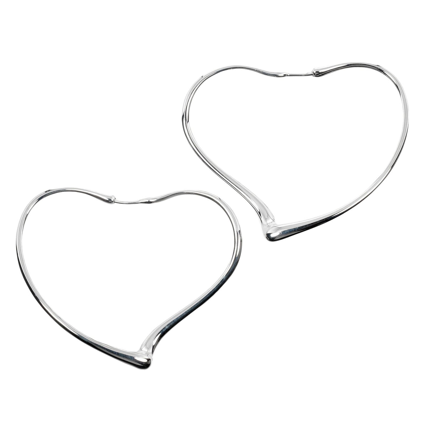 TIFFANY&Co. Pierce Silver925 Silver Open Heart Medium Hoops Women Used Authentic