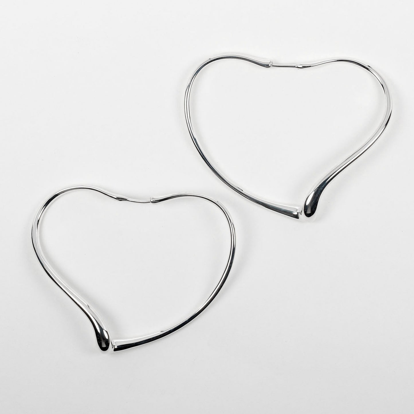 TIFFANY&Co. Pierce Silver925 Silver Open Heart Medium Hoops Women Used Authentic