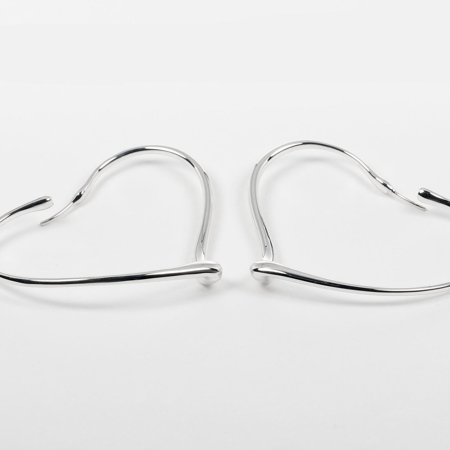 TIFFANY&Co. Pierce Silver925 Silver Open Heart Medium Hoops Women Used Authentic