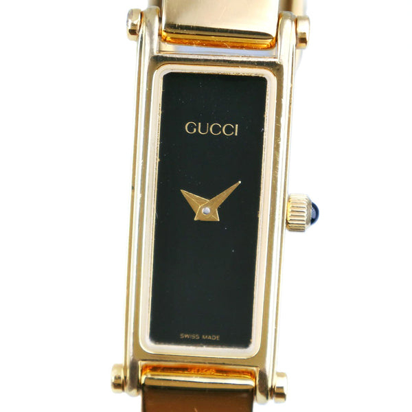 GUCCI Watches Quartz Plated Gold 1500L black Dial color:black Women Used Authentic