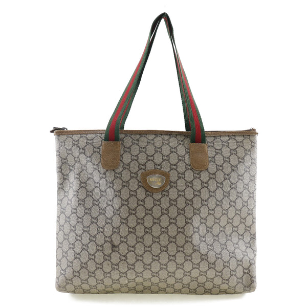 GUCCI Tote Bag Sherry GG plus beige Women Used Authentic