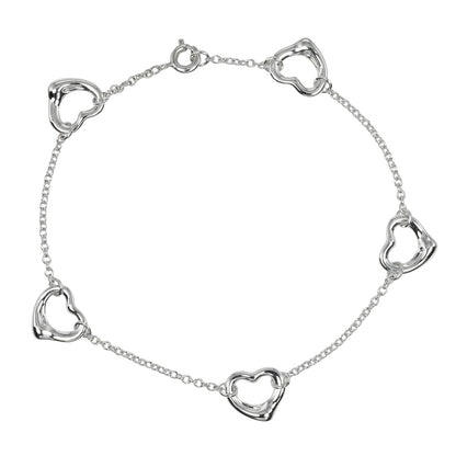 TIFFANY&Co. bracelet Silver925 Silver 5P motif Open heart Women Used Authentic