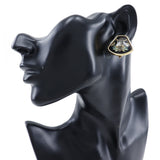 HERMES Earring Cloisonne Emile Harp motif Plated Gold black Women Used Authentic