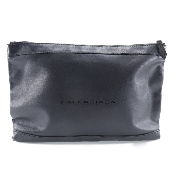 BALENCIAGA Clutch bag Navy clip M lambskin 373834 black unisex(Unisex) Used Authentic