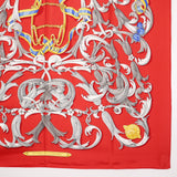HERMES scarf The elegance of a spear LE MORS A LA CONETABLE Carre90 silk Red Women Used Authentic