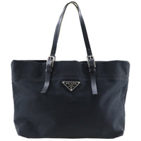 PRADA Tote Bag With logo canvas black Women Used Authentic