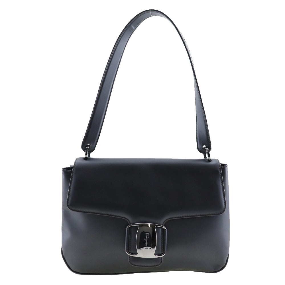 Salvatore Ferragamo Shoulder Bag 21.7643 Calfskin black Vala one belt Women Used Authentic