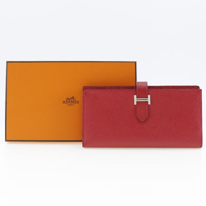 HERMES Long Wallet Purse Epsom Red Beansufla