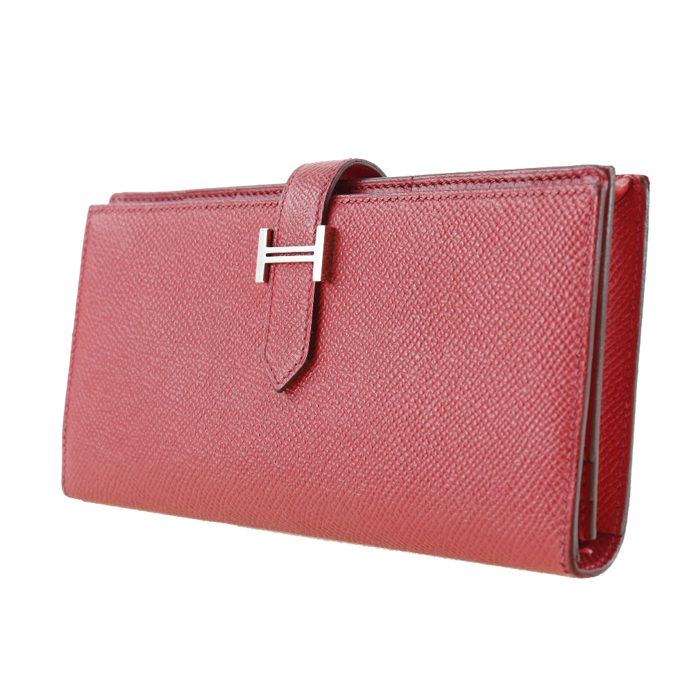 HERMES Long Wallet Purse Epsom Red Beansufla