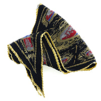 HERMES scarf Coat of arms of Paris Les Armes de Paris Pleated scarf silk Black/yellow Women Used Authentic