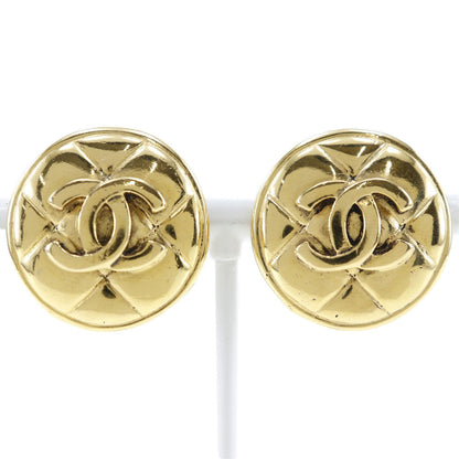 CHANEL Earring Plated Gold gold vintage Matrasse COCO Mark Women Used Authentic