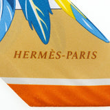 HERMES scarf Dance Pacific Danse Pacifique Twilly silk Orange / blue Women Used Authentic