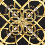 HERMES scarf Golden spurs Eperon dor Carre90 silk Black/yellow Women Used Authentic
