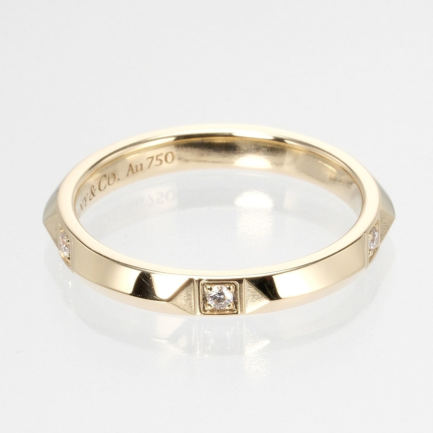 TIFFANY&Co. Ring K18 Yellow Gold, Diamond gold 5P diamond True Band 0.1" Women Used Authentic