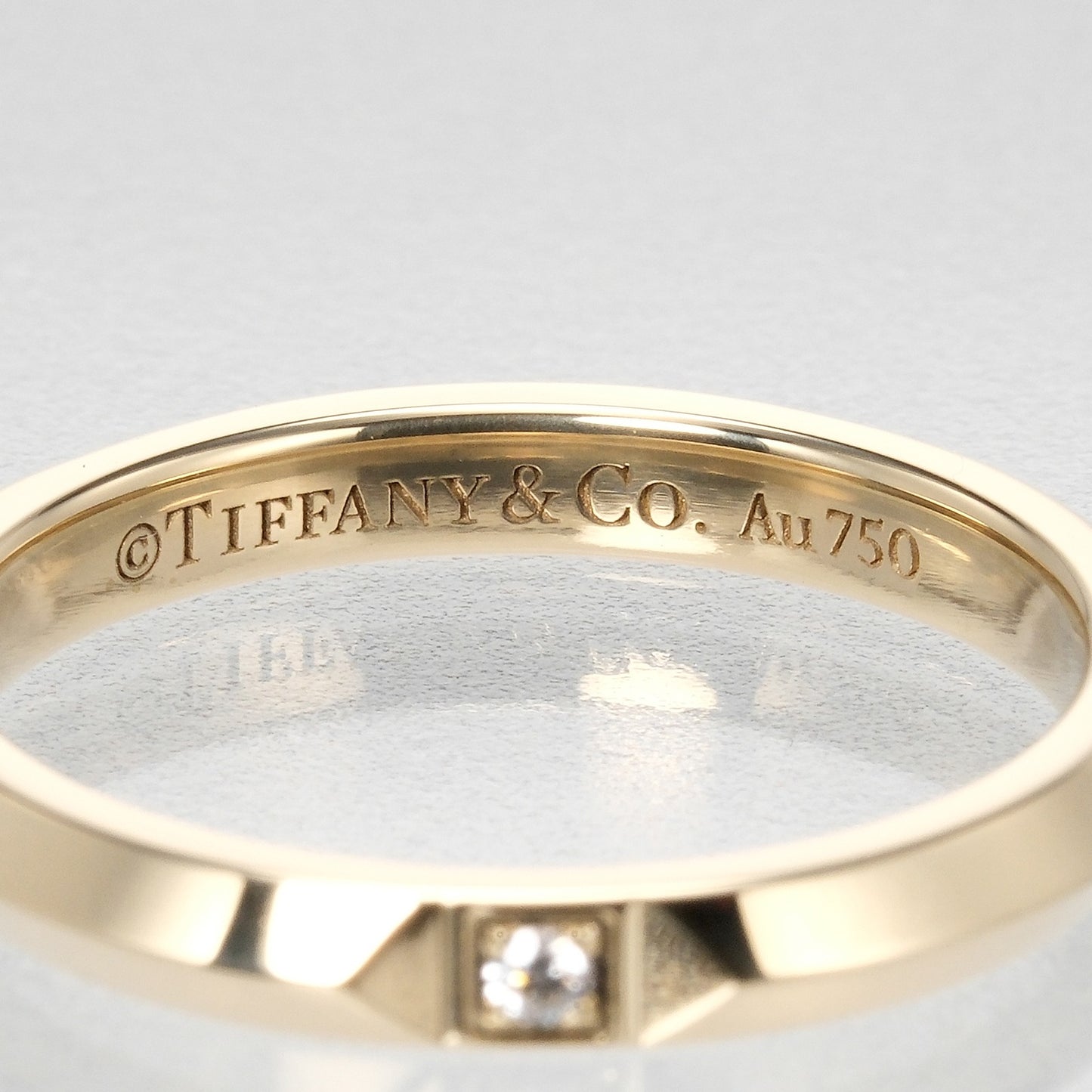 TIFFANY&Co. Ring K18 Yellow Gold, Diamond gold 5P diamond True Band 0.1" Women Used Authentic