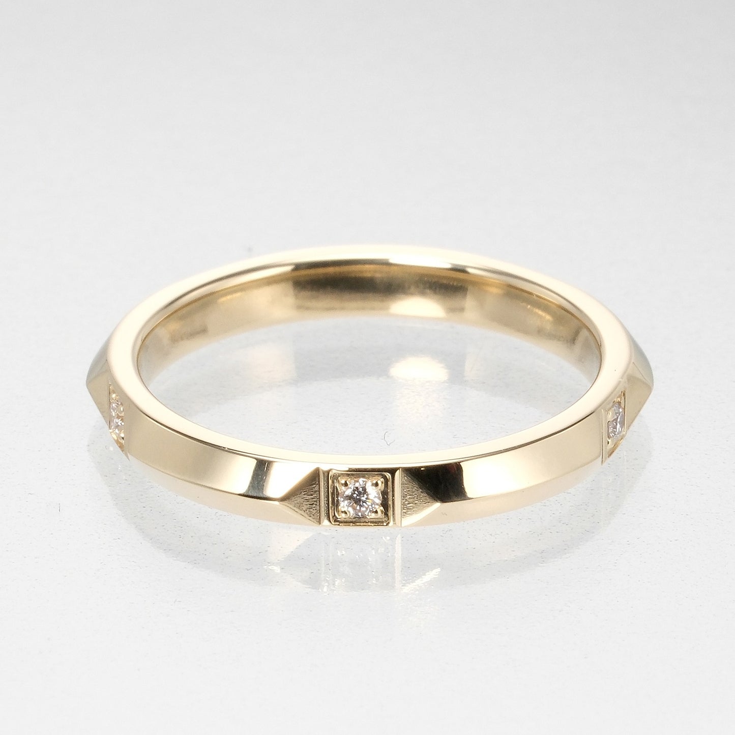 TIFFANY&Co. Ring K18 Yellow Gold, Diamond gold 5P diamond True Band 0.1" Women Used Authentic