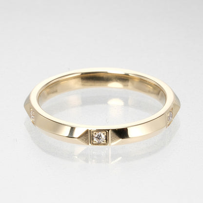 TIFFANY&Co. Ring K18 Yellow Gold, Diamond gold 5P diamond True Band 0.1" Women Used Authentic