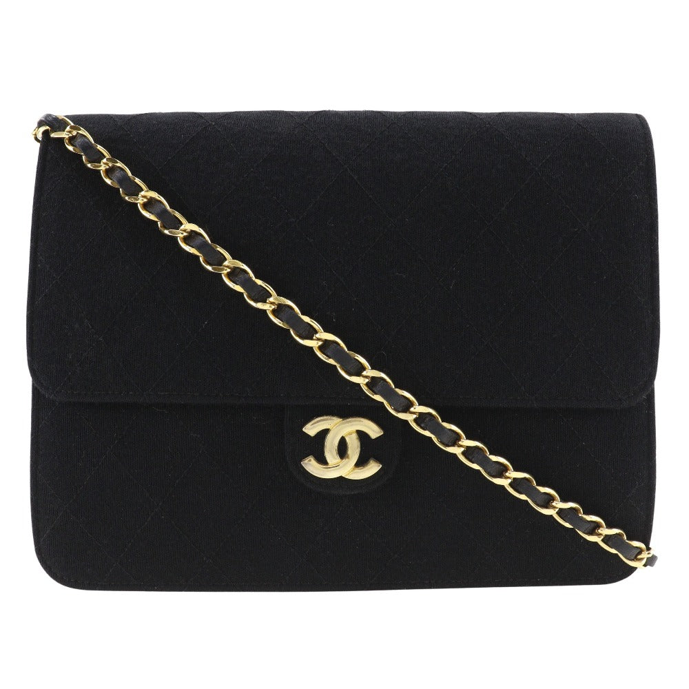 CHANEL Shoulder Bag cotton black Matrasse ChainShoulder Women Used Authentic