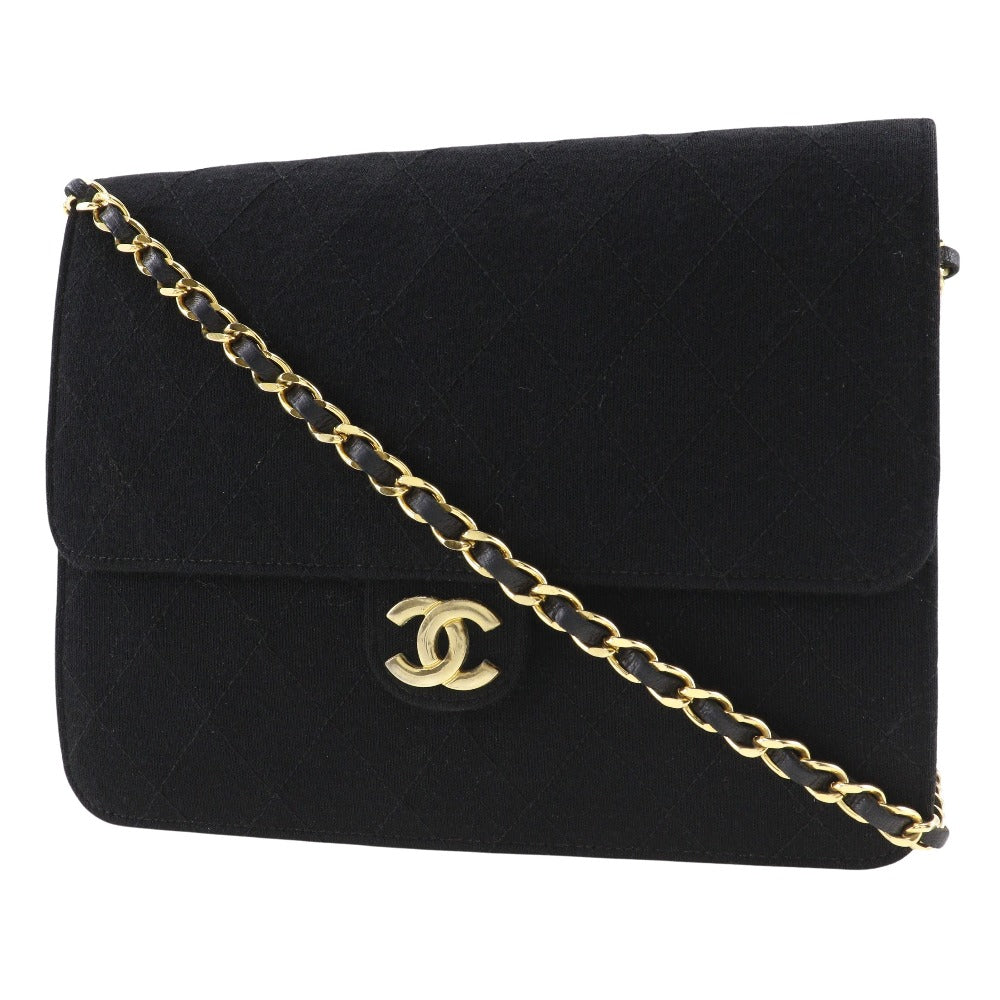 CHANEL Shoulder Bag cotton black Matrasse ChainShoulder Women Used Authentic