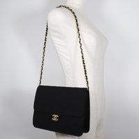 CHANEL Shoulder Bag Matrasse ChainShoulder cotton black Women Used Authentic