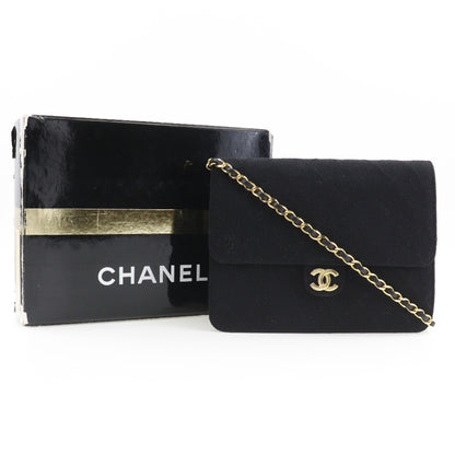 CHANEL Shoulder Bag cotton black Matrasse ChainShoulder Women Used Authentic