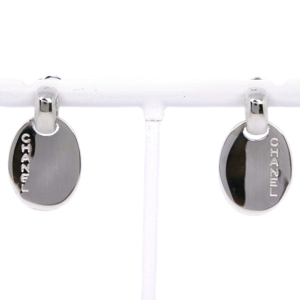 Chanel Pierce Oval mit Logo Silver925 Silber Frauen verwendet authentisch
