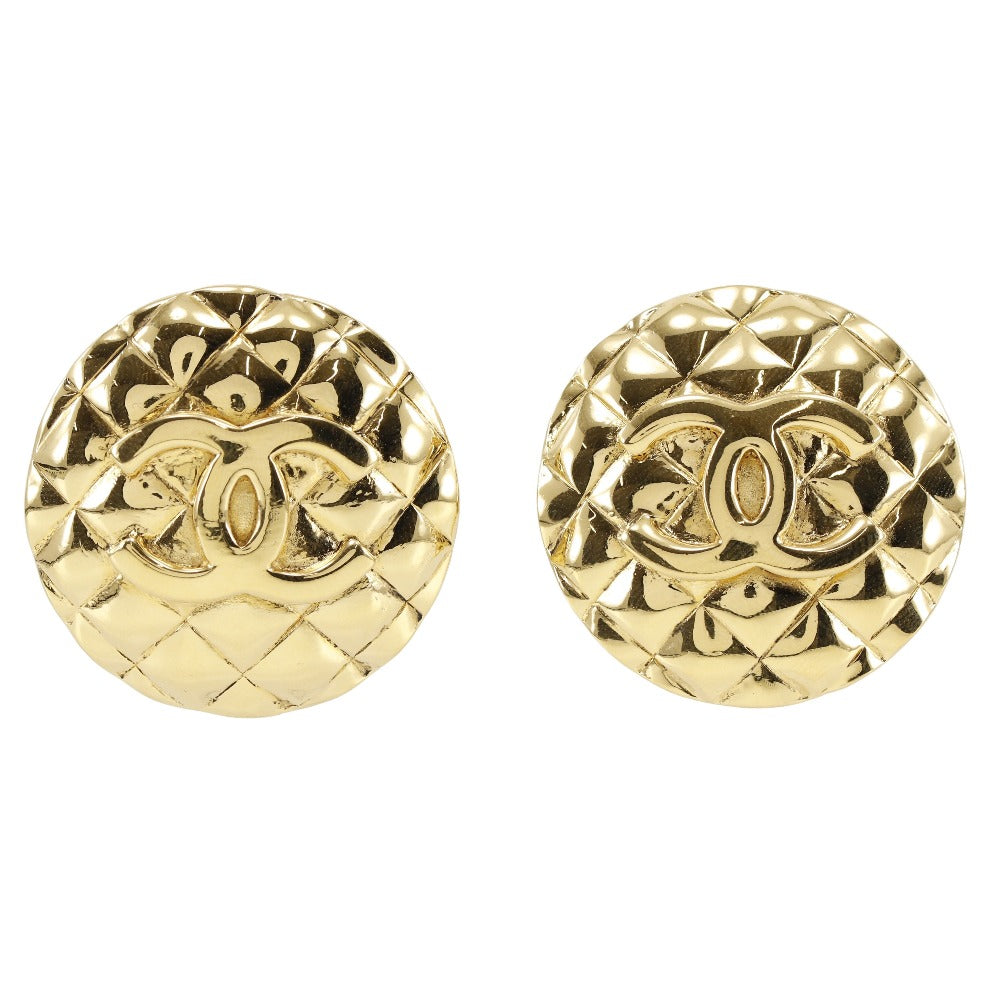 CHANEL Earring Plated Gold gold Matrasse COCO Mark Women Used Authentic