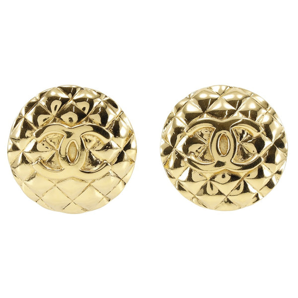 CHANEL Earring Matrasse COCO Mark Plated Gold Women Used Authentic