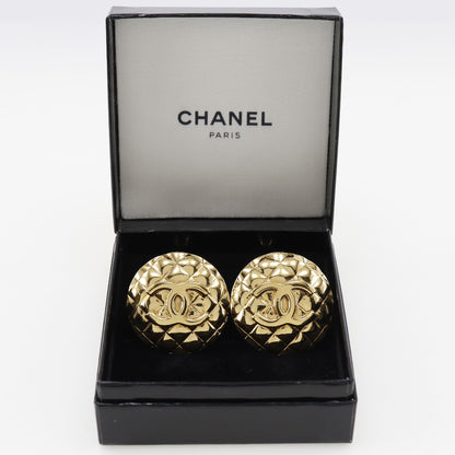 CHANEL Earring Plated Gold gold Matrasse COCO Mark Women Used Authentic