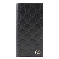 Gucci Bill Compartiment GG Sima Leather 473920 Black Mens usado Auténtico
