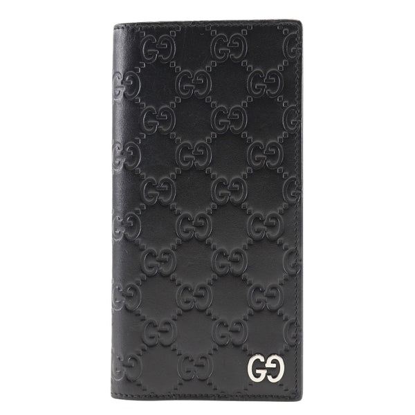 Gucci Bill Compartiment GG Sima Leather 473920 Black Mens usado Auténtico