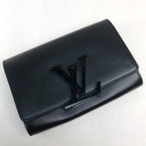 LOUIS VUITTON Clutch bag leather black LV logo Pochette Louise EW Women Used Authentic