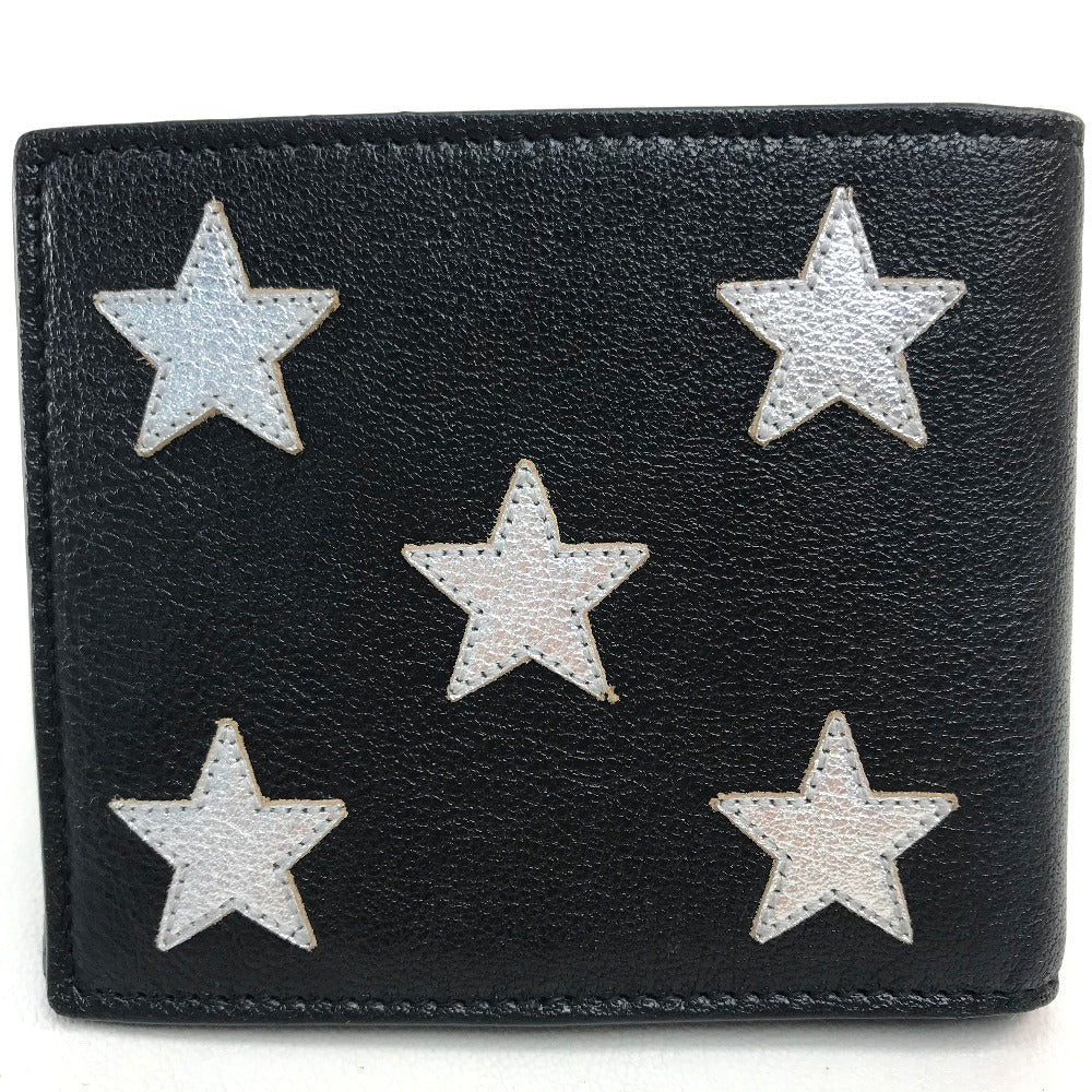 SAINT LAURENT PARIS Folded wallet 361320 leather Black x silver Star mens Used Authentic