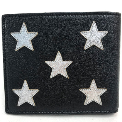 SAINT LAURENT PARIS Folded wallet 361320 leather Black x silver Star mens Used Authentic