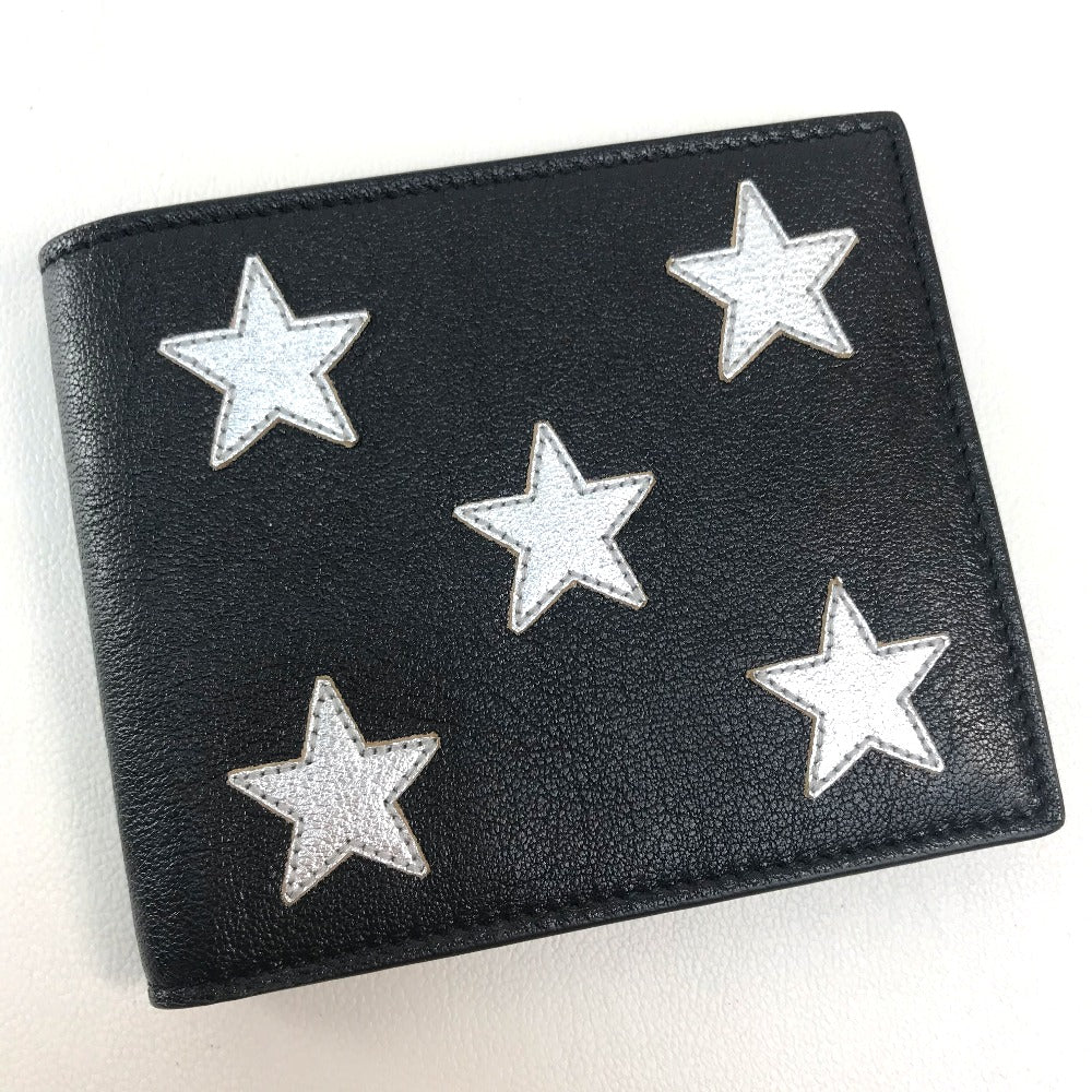 SAINT LAURENT PARIS Folded wallet 361320 leather Black x silver Star mens Used Authentic