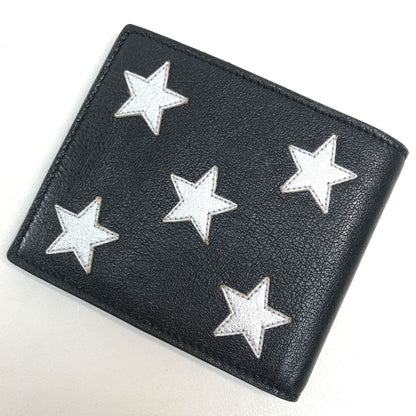 SAINT LAURENT PARIS Folded wallet 361320 leather Black x silver Star mens Used Authentic