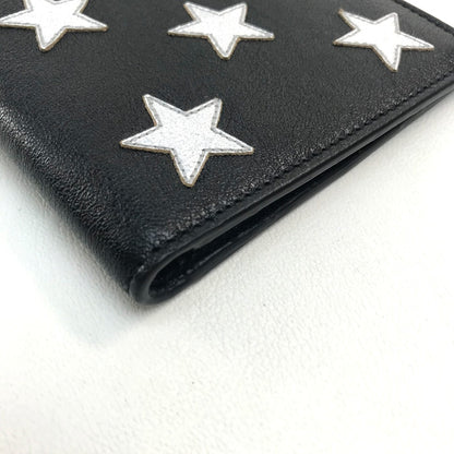 SAINT LAURENT PARIS Folded wallet 361320 leather Black x silver Star mens Used Authentic