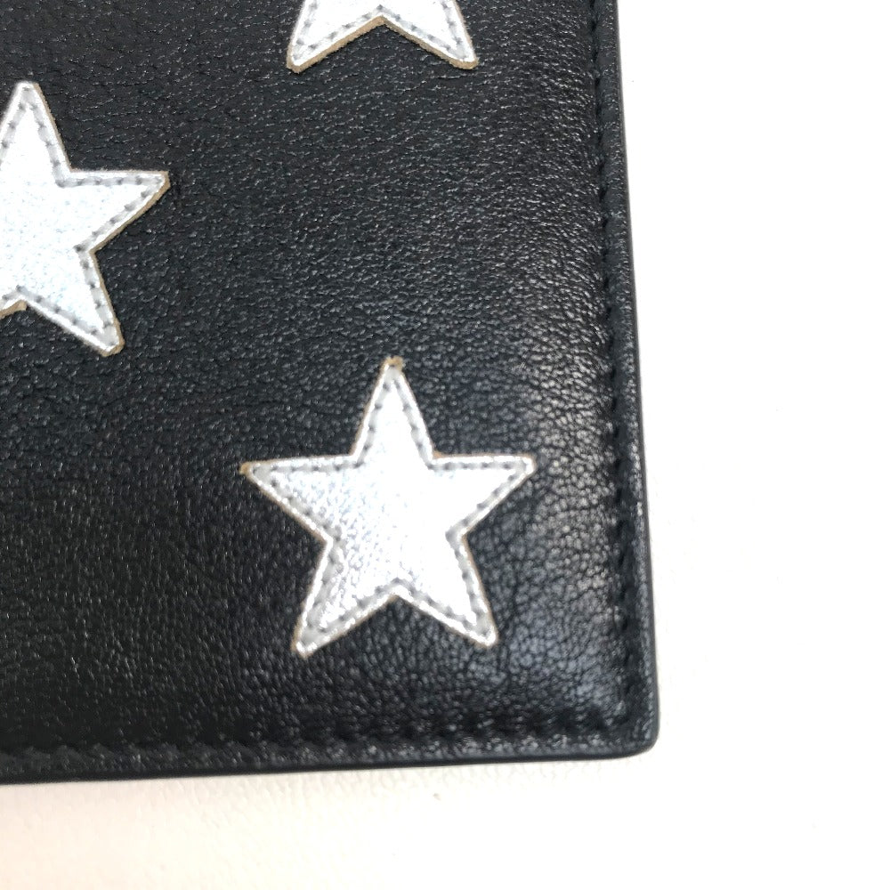 SAINT LAURENT PARIS Folded wallet 361320 leather Black x silver Star mens Used Authentic