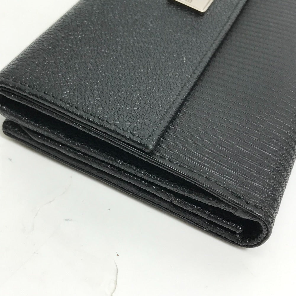 BVLGARI Long Wallet Purse Leather / nylon black W Hook Wallet  logo button millerige mens Used Authentic