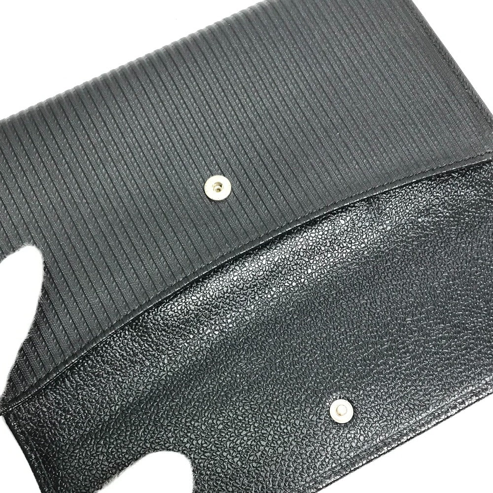 BVLGARI Long Wallet Purse Leather / nylon black W Hook Wallet  logo button millerige mens Used Authentic