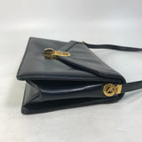 Christian Dior Shoulder Bag logo shoulder bag logo vintage leather Navy Women Used Authentic