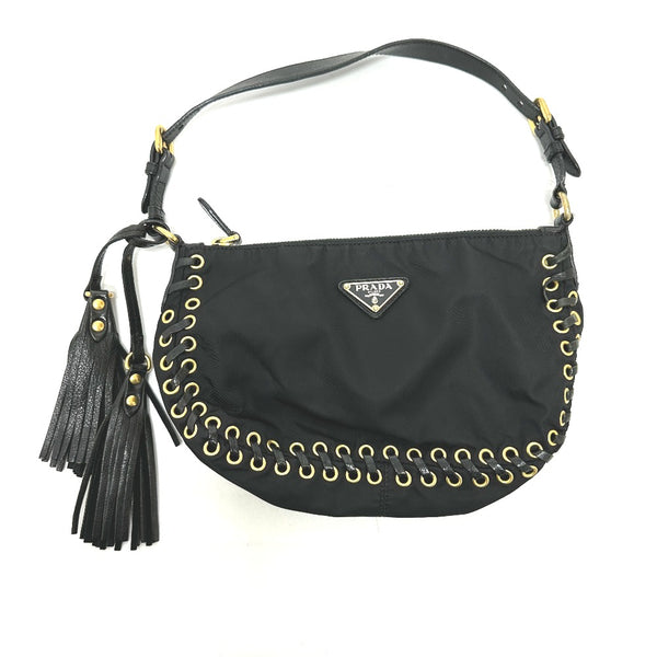 PRADA Shoulder Bag Bag Triangle logo Accessory pouch Nylon / leather black Women Used Authentic