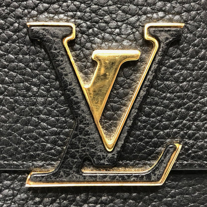 LOUIS VUITTON Long Wallet Purse M61248 Taurillon Clemence Leather black LV logo Portefeuille Capsine Women Used Authentic