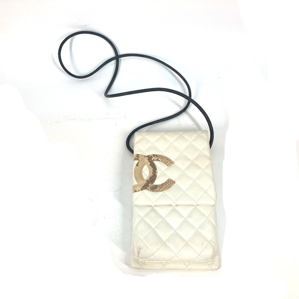 CHANEL Shoulder Bag leather white Cambon line CC COCO Mark