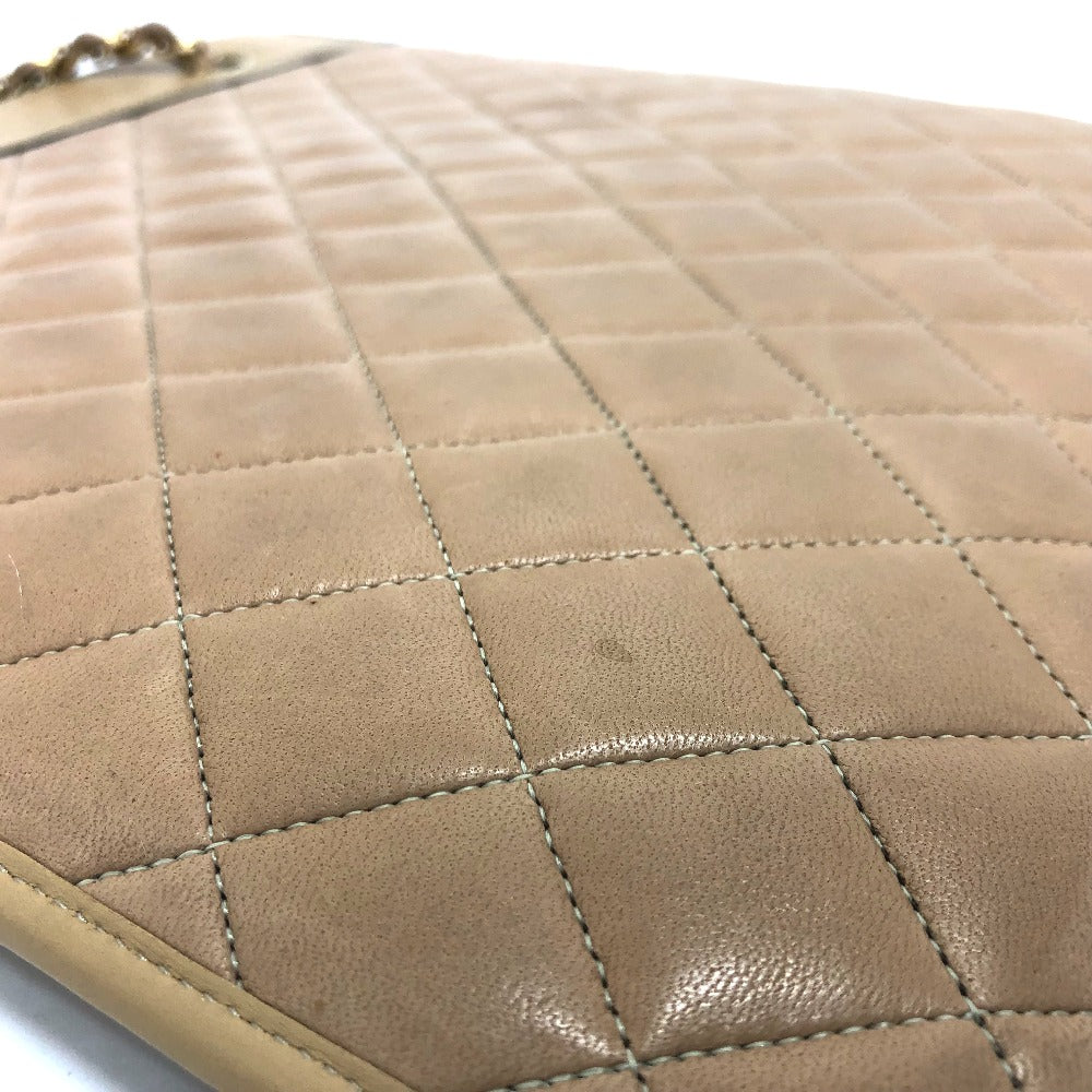 CHANEL Shoulder Bag lambskin beige CC COCO Mark Matrasse Women Used Authentic