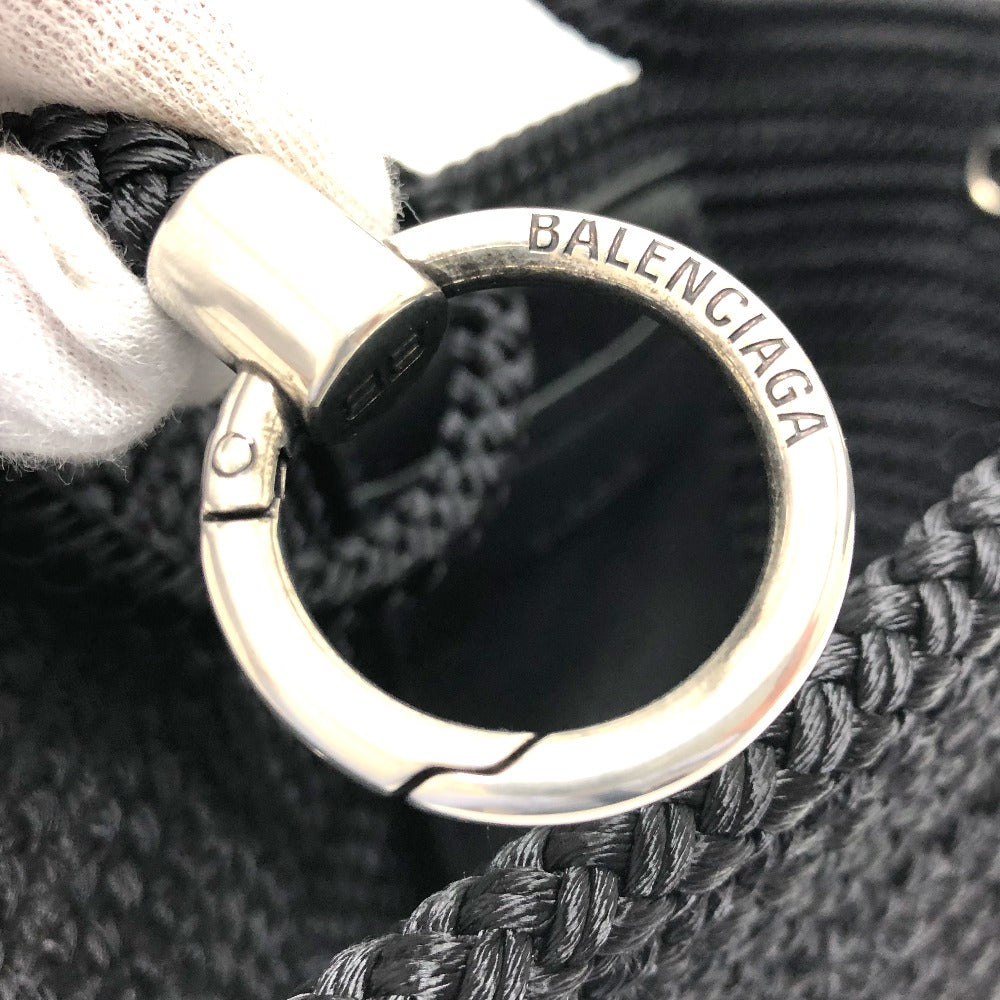 BALENCIAGA Handbag 695612 Nylon/Lambskin black logo ibiza basket bag Ibiza Small With Strap Basket Black Cord Women Used Authentic