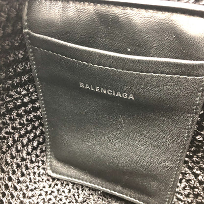 BALENCIAGA Handbag 695612 Nylon/Lambskin black logo ibiza basket bag Ibiza Small With Strap Basket Black Cord Women Used Authentic