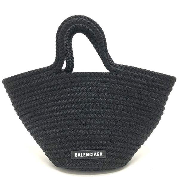 BALENCIAGA Handbag Bag Tote Bag Summer bag logo ibiza basket bag Ibiza Small With Strap Basket Black Cord Nylon/Lambskin 695612 black Women Used Authentic