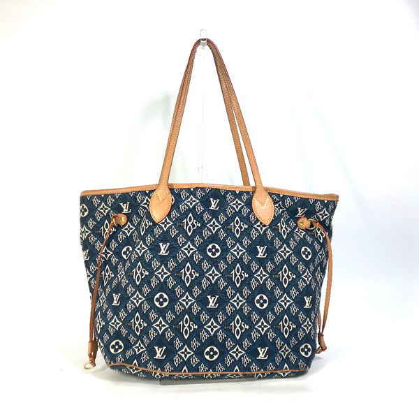 LOUIS VUITTON Tote Bag SINCE1854 Shoulder Bag Monogram jacquard pouch included Neverfull MM Jacquard M57484 Navy Women Used Authentic
